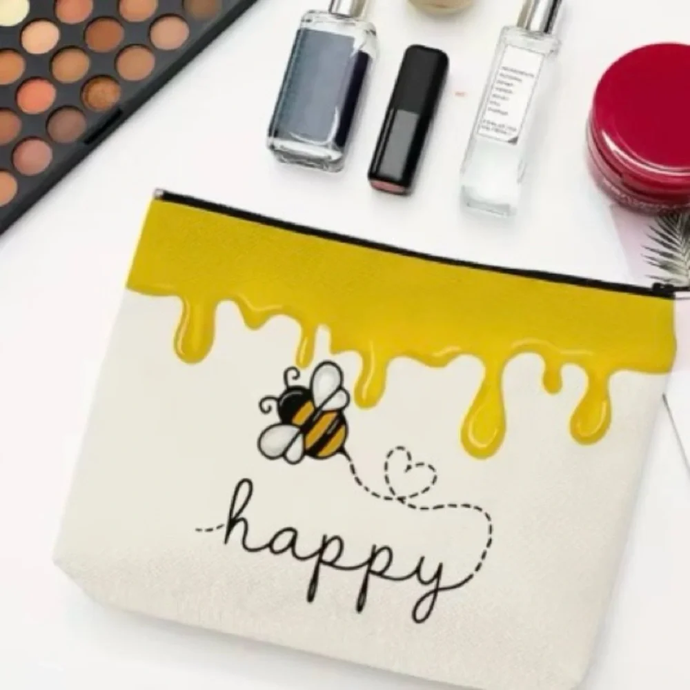 Bee Happy Design Cosmetic Zippered Pouch